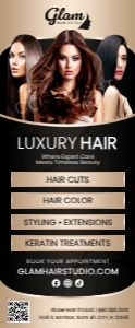 33" x 80" Elegant Black & Beige Luxury Hair Salon Services Banner: 33" x 80" Elegant Black & Beige Luxury Hair Salon Services Banner