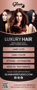 33" x 80" Rose Gold & Black Luxury Hair Salon Services Banner design preview