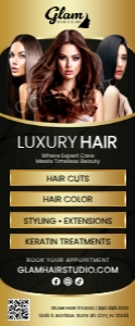 33" x 80" Elegant Gold & Black Luxury Hair Salon Services Banner: 33" x 80" Elegant Gold & Black Luxury Hair Salon Services Banner