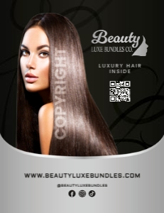 10x13 Elegant Luxury Hair Extension Silver & Black Poly Mailer design preview