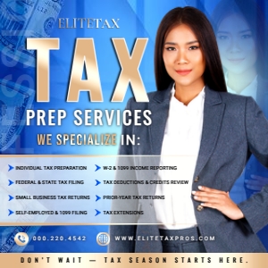 Professional Tax Prep Services Blue & Beige Social Media Template design preview