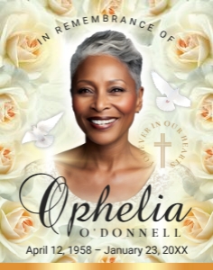 Serene Remembrance Women's Rose Floral Funeral Sign design preview