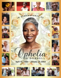 22X28" Serene Remembrance Women's Floral 16-Photo Collage Funeral design preview