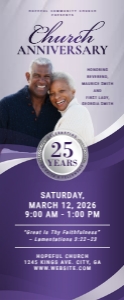 33" x 80" Lilac Purple & Silver Church Anniversary Celebration Banner: 33" x 80" Lilac Purple & Silver Church Anniversary Celebration