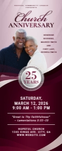 33" x 80" Burgundy & Silver Church Anniversary Celebration Banner: 33" x 80" Burgundy & Silver Church Anniversary Celebration Banner