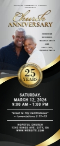 33" x 80" Elegant Black & Gold Church Anniversary Celebration design preview