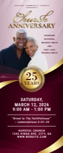 33" x 80" Burgundy & Gold Church Anniversary Celebration Banner: 33" x 80" Burgundy & Gold Church Anniversary Celebration Banner