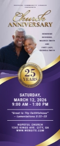 33" x 80" Royal Purple & Gold Church Anniversary Celebration Banner: 33" x 80" Purple & Gold Church Anniversary Celebration Banner