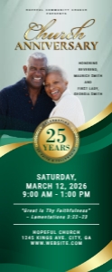 33" x 80" Green & Gold Church Anniversary Celebration Banner design preview