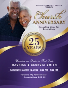 Royal Purple & Gold Church Anniversary Celebration Program design preview