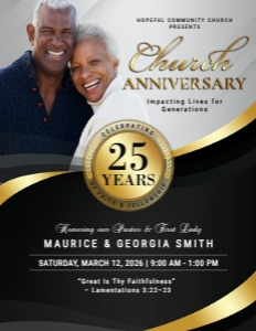 (2 SIZES) Elegant Black & Gold Church Anniversary Celebration design preview