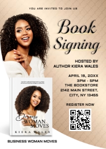 5x7 Modern Beige & White Author Book Signing Invitation: BUNDLE Modern Beige & White Author Book Launch Essentials Kit