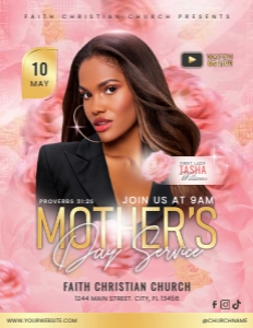 8.5x11 Rosé & Radiance: Mother's Day Church Celebration Service design preview
