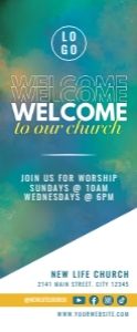 Watercolor Welcome To Our Church Sunday Service Retractable Banne design preview