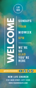 Teal Watercolor Welcome Church Service Retractable Banner design preview