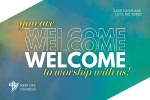 6x9 You Are Welcome To Worship With Us Church Postcard design preview