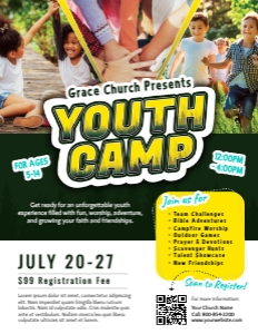 Youth Camp Editable Church Summer Camp Registration Flyer design preview