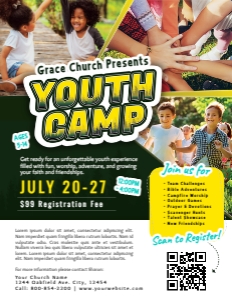 8.5x11 Summer Youth Camp Flyer Template for Churches design preview