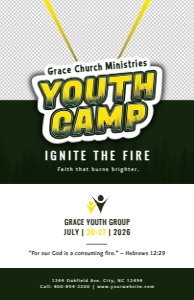 5.5 x 8.5 Youth Ministry Summer Camp Program Booklet Template (8-Page): 5.5 x 8.5 Youth Ministry Summer Camp Program Booklet Template