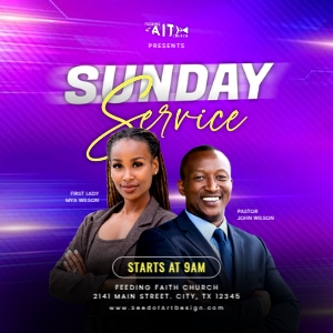 (6) Church Service Pastor Photo Social Media Post: Church Weekly Social Media Content Bundle