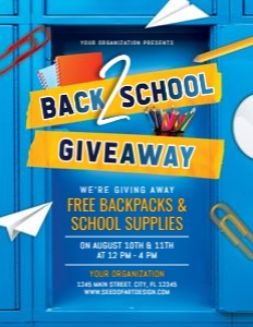 8.5x11 Back to School Giveaway with School Locker Theme Flyer design preview
