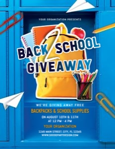 8.5x11 Back to School Supplies Giveaway with School Locker Theme design preview
