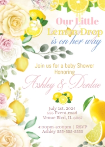 Lemon invitation - Pink design preview