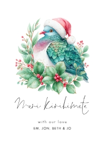 5 x 7" kererū New Zealand wood pigeon bird card Meri Kirihimete: CH-33 New Zealand Christmas Card Bundle