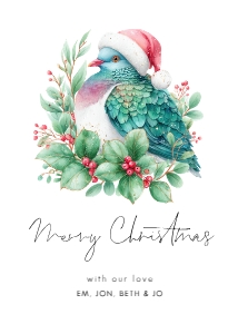 5 x 7" kererū New Zealand wood pigeon card Merry Christmas: CH-33 New Zealand Christmas Card Bundle
