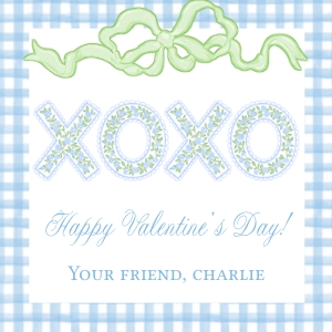 Blue XOXO Square Valentine 3x3: Blue XOXO Square Valentine 3x3