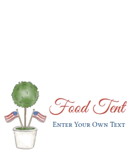 Patriotic Box Wood Food Tent Template  3.5 x 4": Patriotic 4th of July Place Card Template