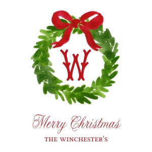 Christmas Wreath Monogram Tag 3x3: Christmas Wreath Monogram Tag 3x3