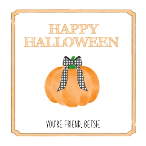 Halloween Pumpkin Bow Gift Tag: Halloween Pumpkin Gift Tag 3x3"