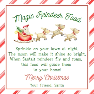 Magic Reindeer Food Tag Editable 3x3: Magic Reindeer Food Tag Editable 3x3