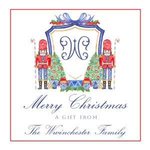 Christmas Gift Tag - Nutcracker Topiary - Single Red Border: Christmas Gift Tag - Nutcracker Topiary - Single Red Border