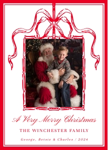 Tartan Plaid Photo Christmas Card, Red Bow Frame: Tartan Plaid Photo Christmas Card, Red Bow Frame