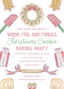 Holiday Party Invitation - Christmas Cookie Baking: Holiday Party Invitation - Christmas Cookie Baking  5 x 7 in