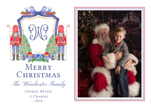 Christmas Photo Card - Blue Nutcracker Crest - LH: Christmas Photo Card - Blue Nutcracker Crest - LH