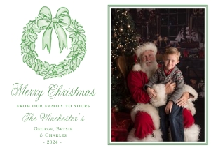 Christmas Green Toile Photo Card - 2024: Christmas Green Toile Photo Card - 2024