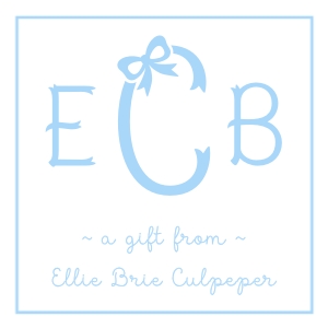 Calling Card - Bow Monogram - Pale Blue: Calling Card - Bow Monogram - Pale Blue