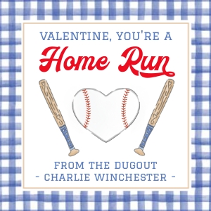 Valentine Tag - Home Run - Baseball - Navy Gingham: Valentine Tag - Home Run - Baseball - Navy Gingham