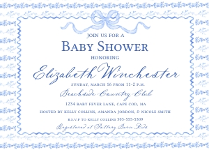 Baby Shower Invitation - Blue Faience Toile Vintage: Baby Shower Invitation - Blue Faience Toile Vintage
