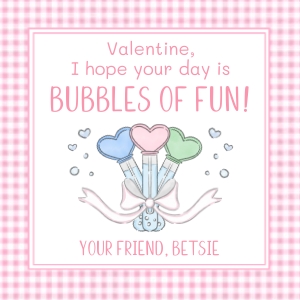 Valentine Tag 2024 - Gingham Triple Heart Bubble Wands: Valentine Tag 2024 - Gingham Triple Heart Bubble Wands