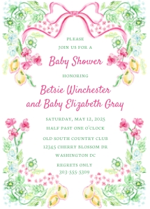 Baby Shower Invitation - Lilly Floral Border - LDC: Baby Shower Invitation - Lilly Floral Border - LDC