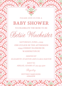 Baby Shower Invitation 2025 - Floral Bow Scallop design preview