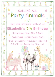 Party Animals Birthday Invitation design preview