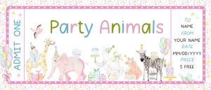 Party Animal Birthday Ticket: Party Animal Birthday Ticket