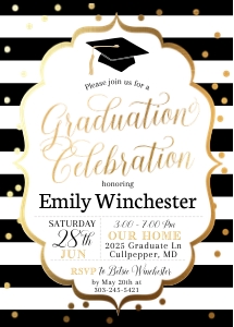 2025 Graduation Invitation - Black and Gold - LH: Graduation Invitation - Black and Gold