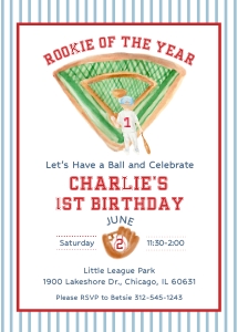 Baseball Birthday Invitation: Baseball 1st Birthday Invitation
