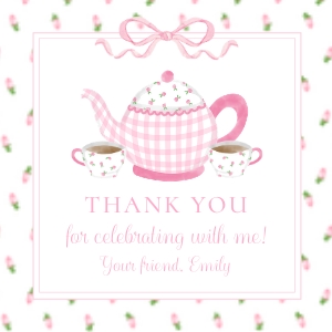 Tea for Two Birthday Party Favor Tag: Tea for Two Birthday Party Favor Tag 3x3